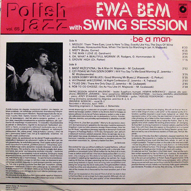 Ewa Bem with Swing Session Be A Man Ewa Bem with Swing Session Be A Man
